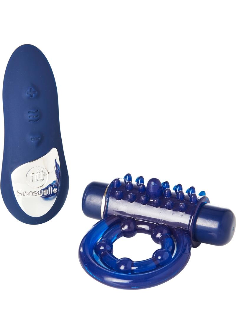 Nu Sensuelle 15X Wireless Remote Control Rechargeable Bullet Ring Waterproof Blue