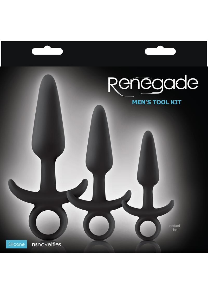 Renegade Men`s Tool Kit Silicone Anal Plug Set Black 3 Sizes