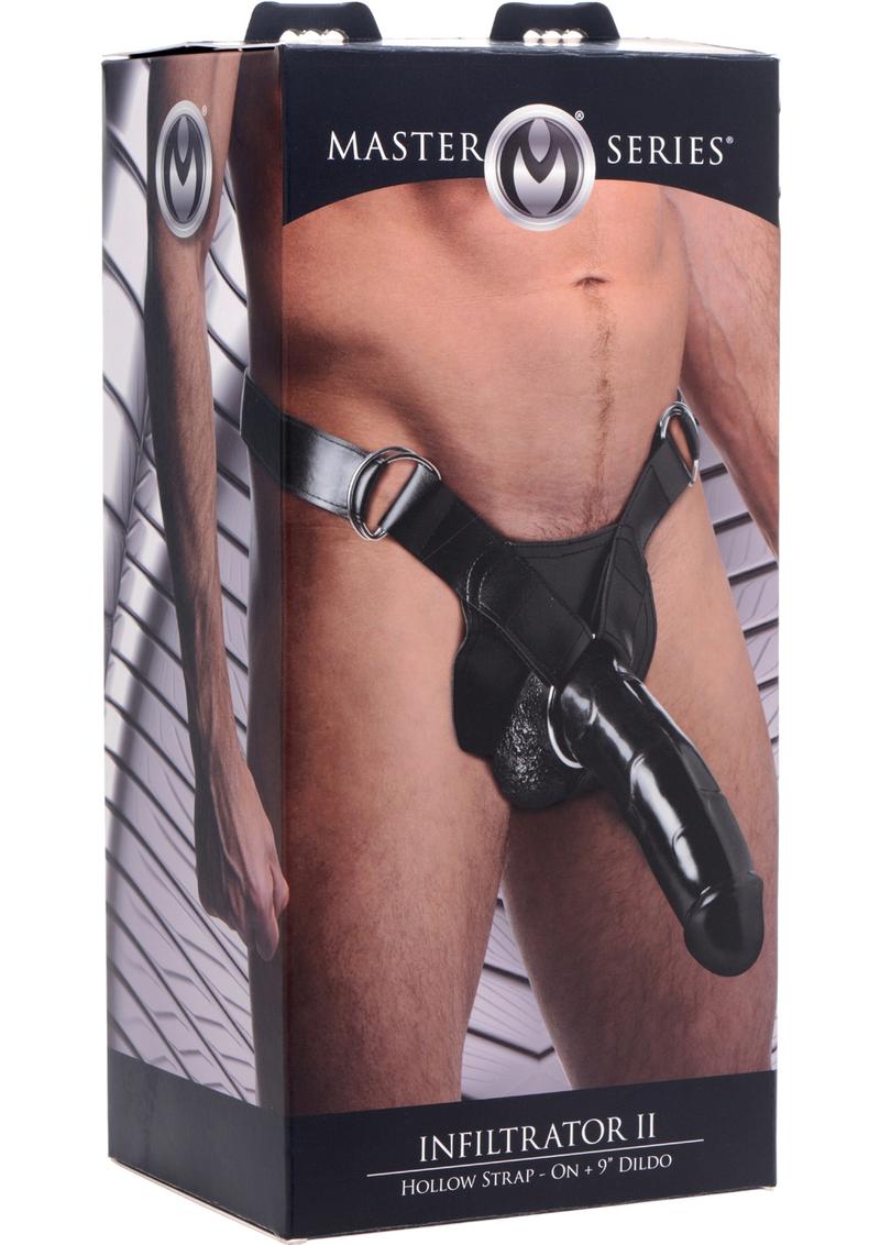 Master Series Infiltrator II Hollow Strap-On Dildo Black 9 Inch