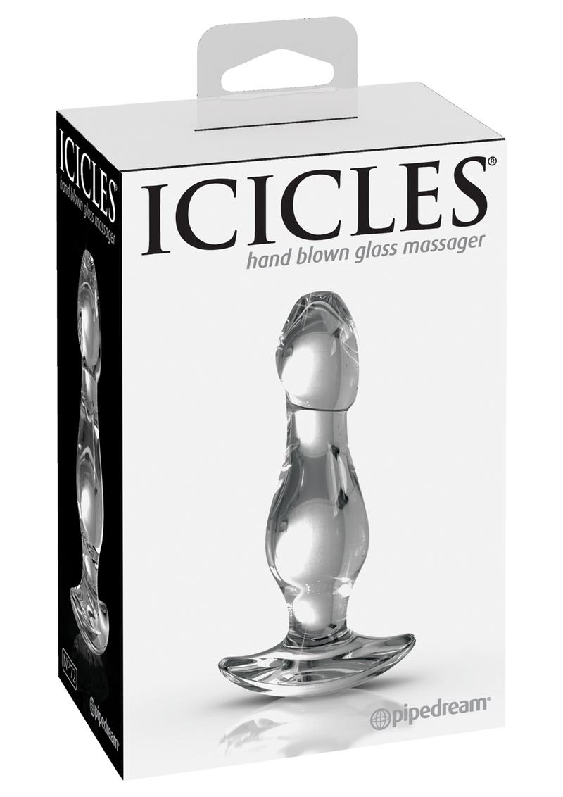 Icicles No 72 Glass Anal Plug Clear 3.6 Inch