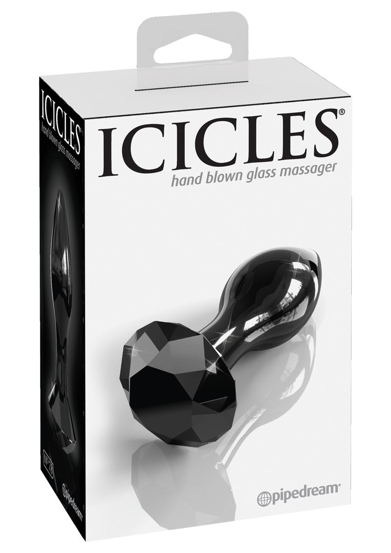 Icicles No 78 Glass Anal Plug Black 2.9 Inch