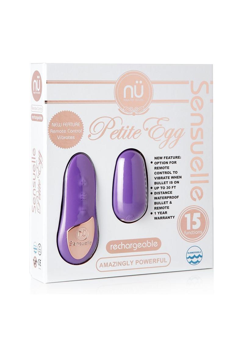 Sensuelle 15 Function USB Rechargeable Wireless Remote Control Petite Silicone Egg Waterproof Purple