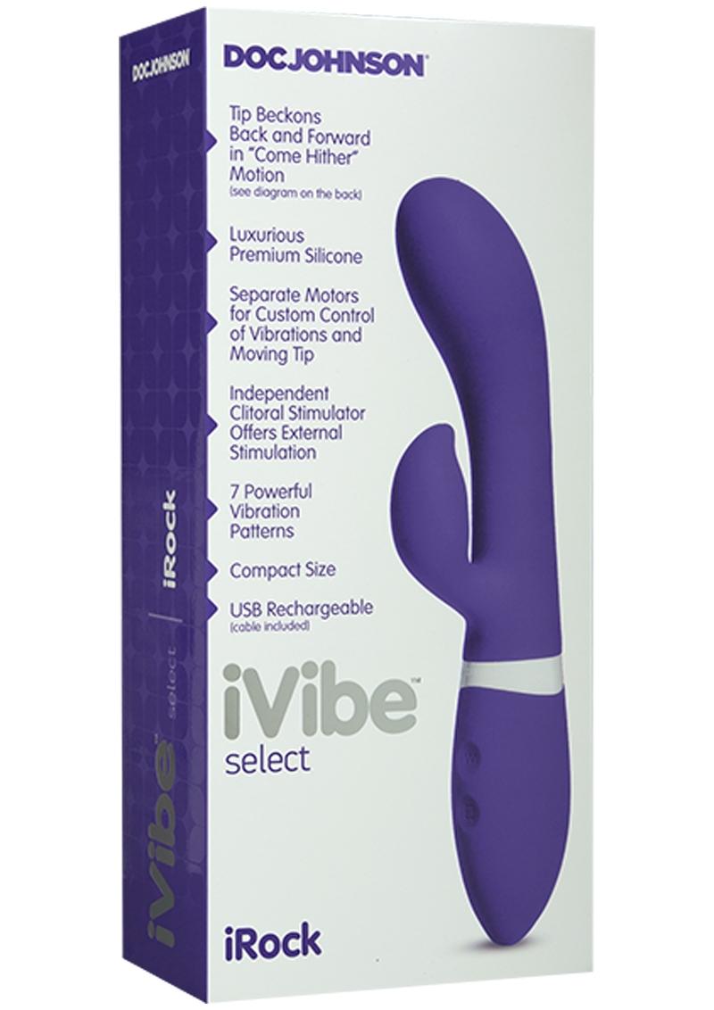 iVibe Select Silicone iRock USB Rechargeable Rabbit Vibe Waterproof Purple 8 Inch