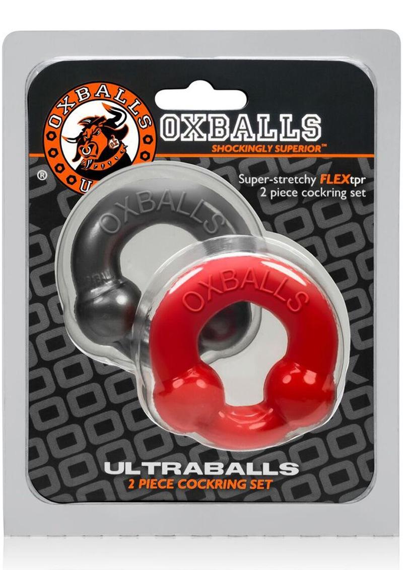 Oxballs Ultraballs Cockring Red And Steel 2 Each Per Pack