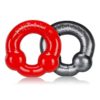 Oxballs Ultraballs Cockring Red And Steel 2 Each Per Pack