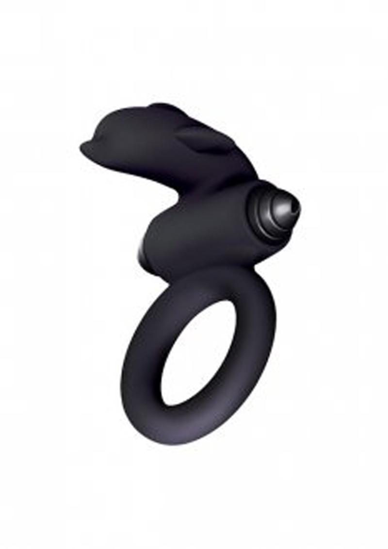 S Bullet Ring Flipper Silicone Vibrating Ring Black 2.5 Inches
