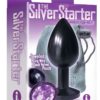 The Silver Starter Jeweled Round Plug Stainless Steel Black And Violet 2.8 Inch