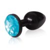 The Silver Starter Jeweled Round Plug Stainless Steel Black And Aqua 2.8 Inch