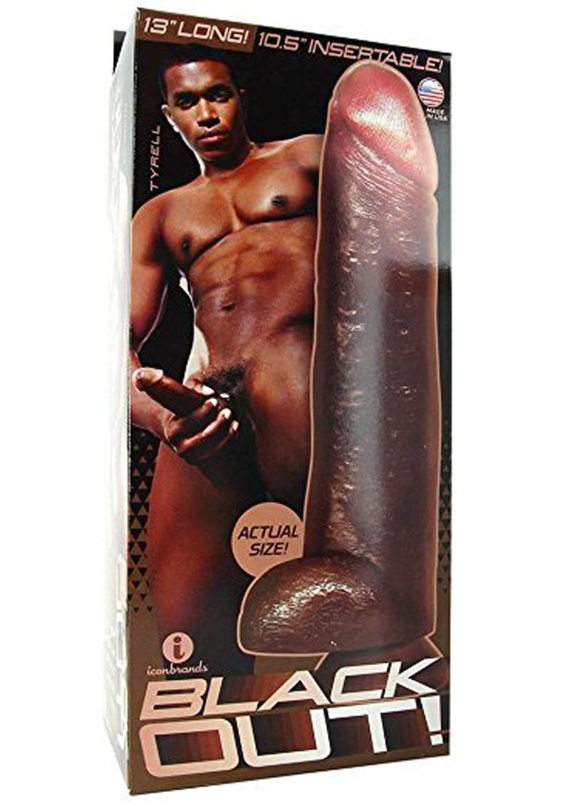 Blackout Realistic Dildo With Balls Black 13 Inch