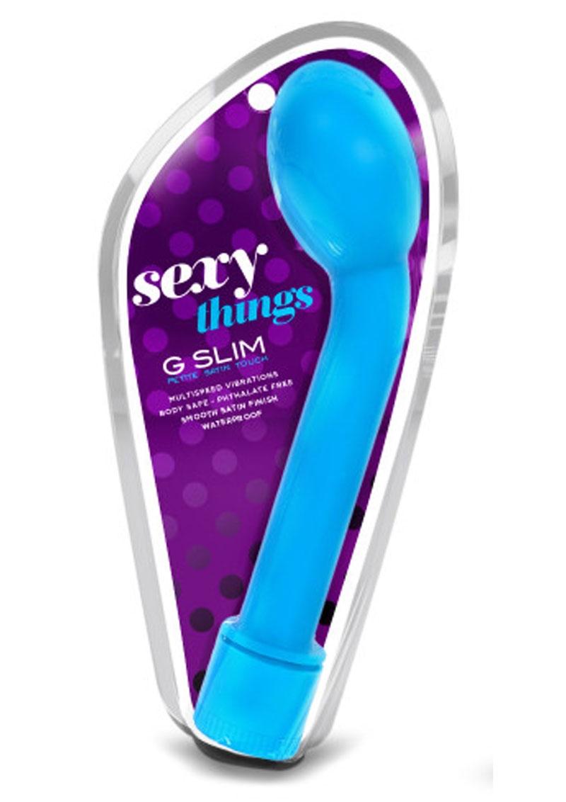 Sexy Things G Slim Petite Satin Touch G-spot Vibrator Waterproof Blue 6.5 Inch