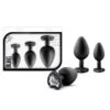 Luxe Bling Silicone Anal Plugs Trainer Kit Black With White Gems