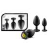 Luxe Bling Silicone Anal Plugs Trainer Kit Black With Rainbow Gems