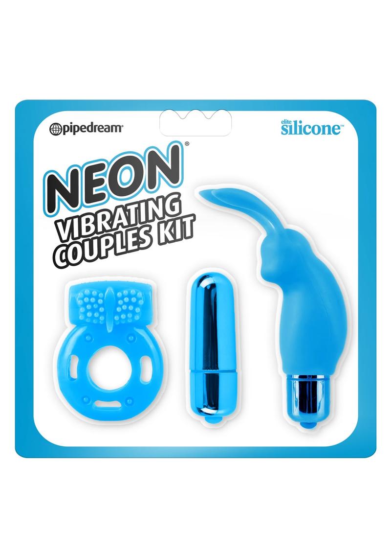 Neon Silicone Vibrating Couples Kit Blue
