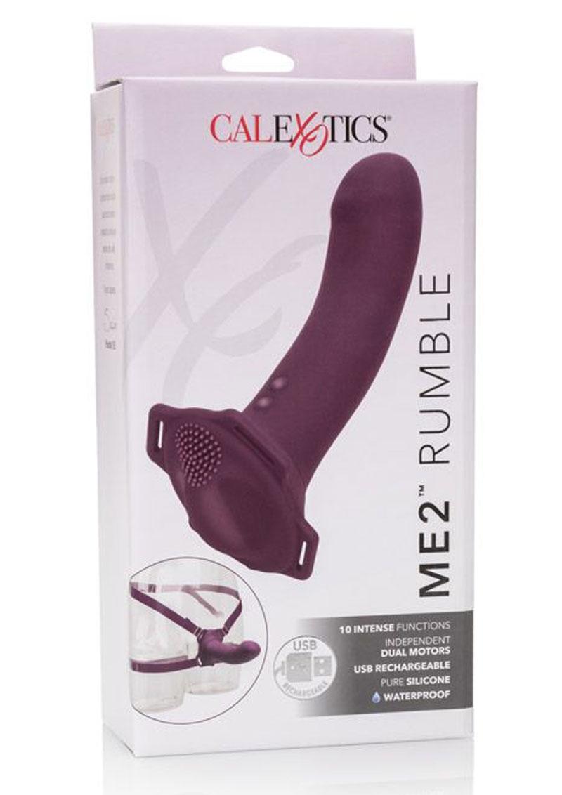 Calexotics Me2 Rumble Silicone Strap On Massager Waterproof Purple