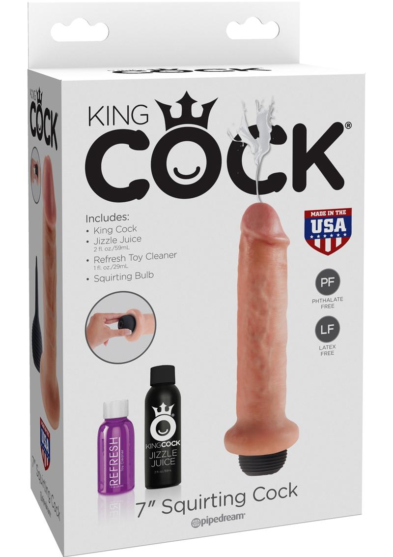 King Cock Squirting Dildo Kit Flesh 7 Inches