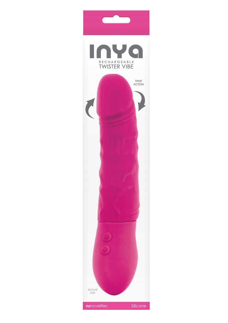 Inya Rechargeable Twister Vibe Silicone Showerproof Pink 9 Inch