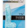 Addiction Toy Collection Luke Silicone Realistic Dildo With Balls Glow In The Dark Blue 7.5 Inch