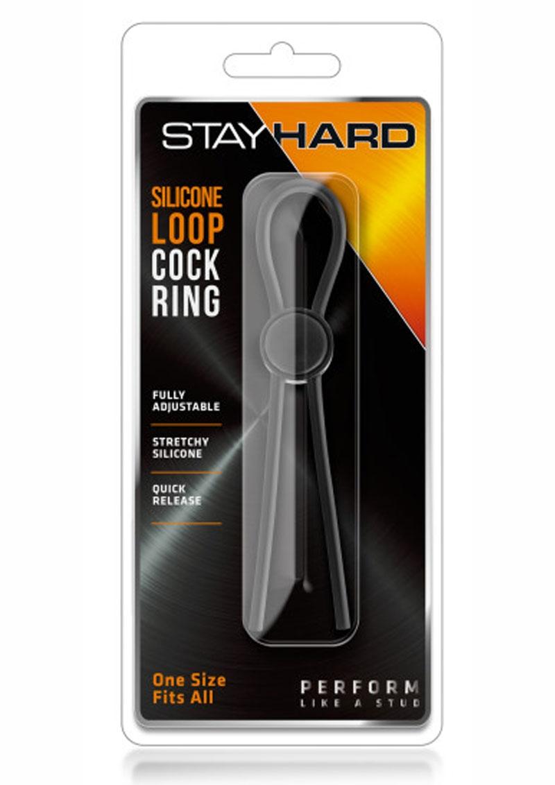 Stay Hard Silicone Loop Cock Ring Black Adjustable