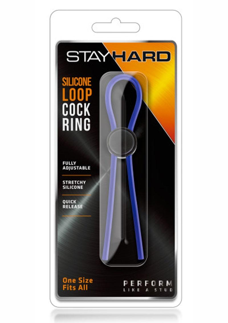 Stay Hard Silicone Loop Cock Ring Blue Adjustable
