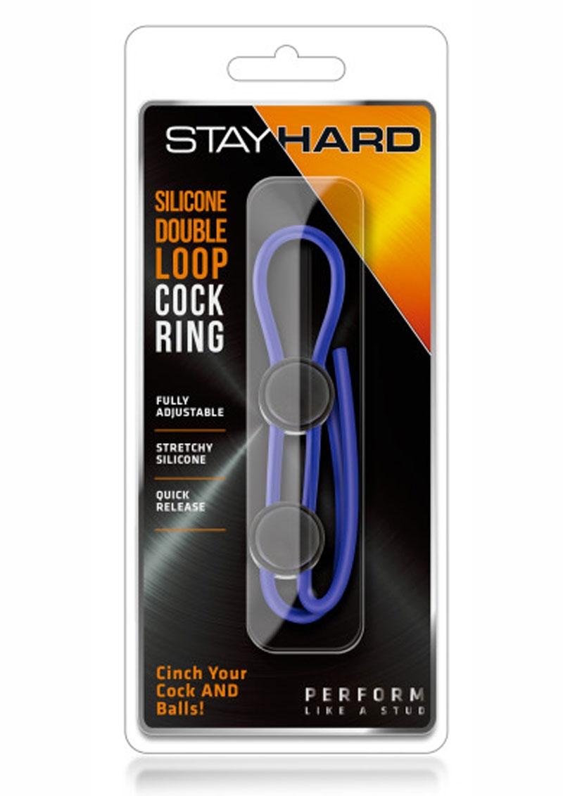 Stay Hard Silicone Double Loop Cock  Blue Adjustable
