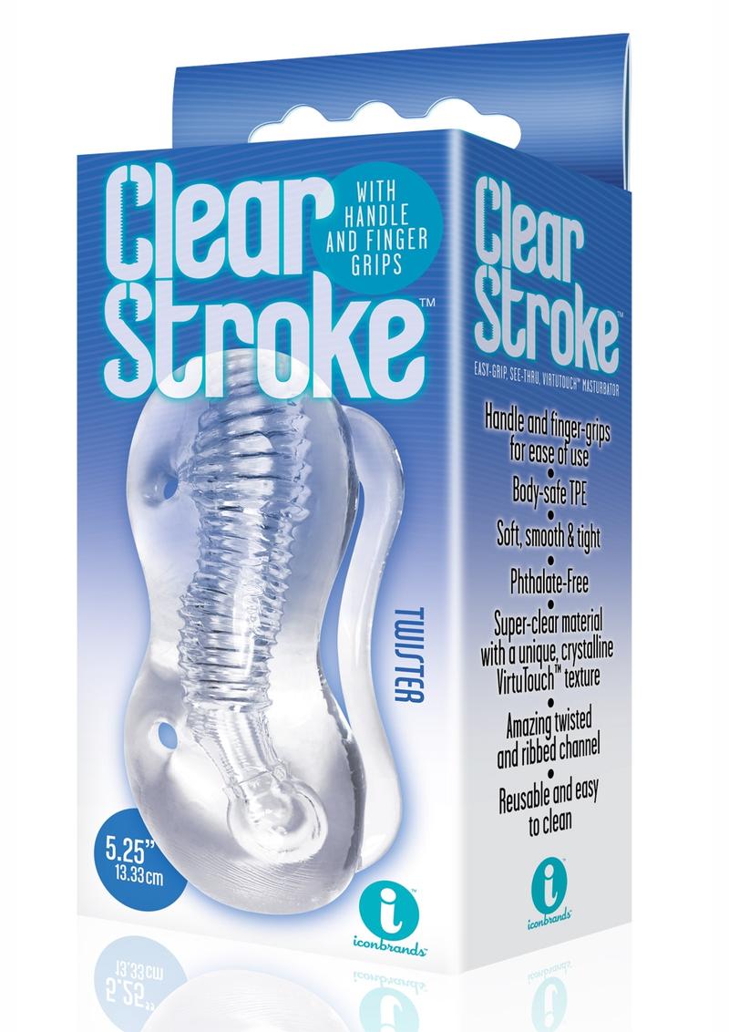 The 9`s Clear Stroke Twister Masturbator Clear 5.25 Inch