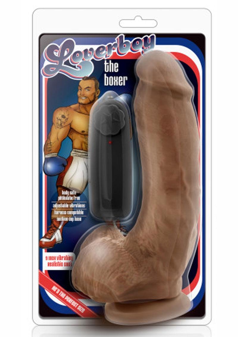 Loverboy Boxer Realistic Vibrating Cock Mocha 9 Inches
