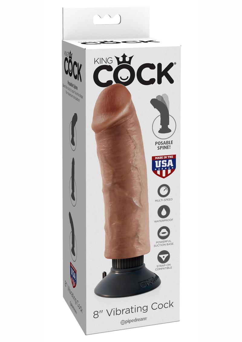 King Cock Vibrating Cock Waterproof Tan 8 Inches