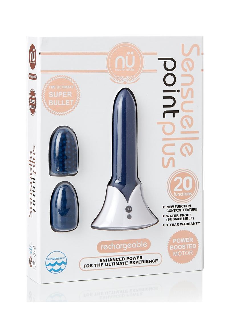 Sensuelle Point Plus 20 Function Bullet Silicone Rechargeable Waterproof Navy Blue
