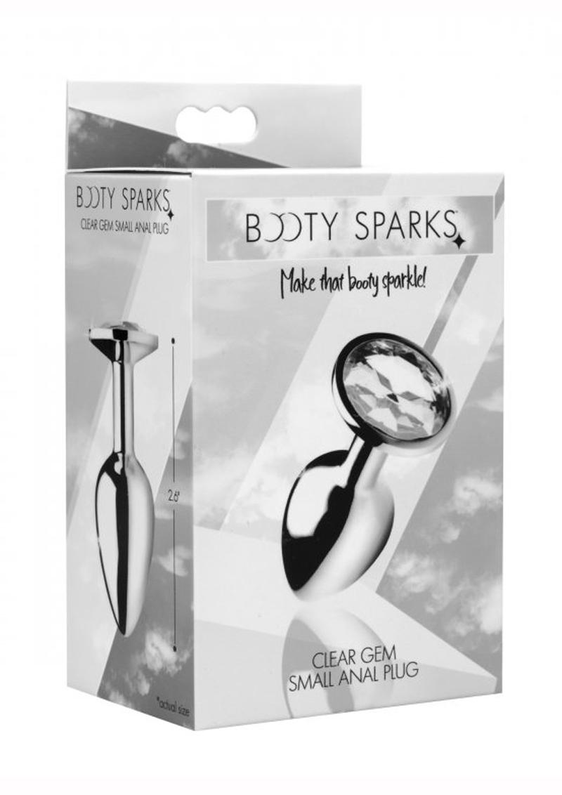Booty Sparks Clear Gem Small Anal Plug Silver 2 Inches