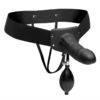 Master Series Plumber Inflatable Hollow Strap on Silicone Black 7.5 Inches