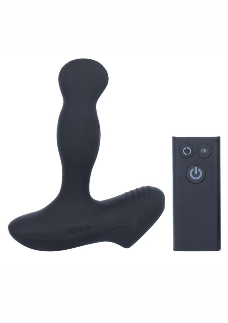 Revo Slim Remote Rotating Prostate Massager Silicone Rechargeable Waterproof Black