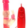 Minx Beaded Blossom Wired Remote Control Jelly Mini Rabbit Vibrator Red