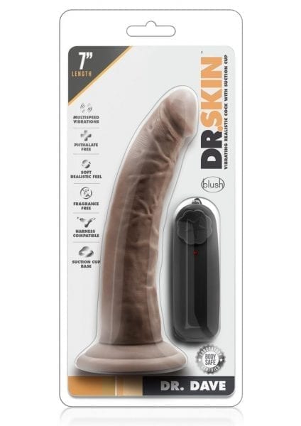 Dr Skin Dr Dave Vibe Cock W/suction Chocolate 7 inch