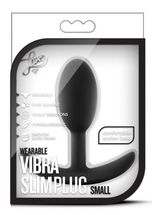 Luxe Wearable Vibra Slim Plug Silicone Small Black 3.5 Inches