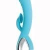 Triple Infinity Silicone USB Rechargeable Clit Sucker Heated Dual Vibrator Splashproof Teal 9.25 Inches