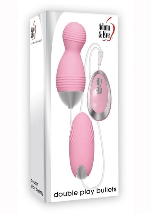 Adam and Eve Double Play Bullets Dual Vibrating With Wired Remote Pink 3.75 Inches