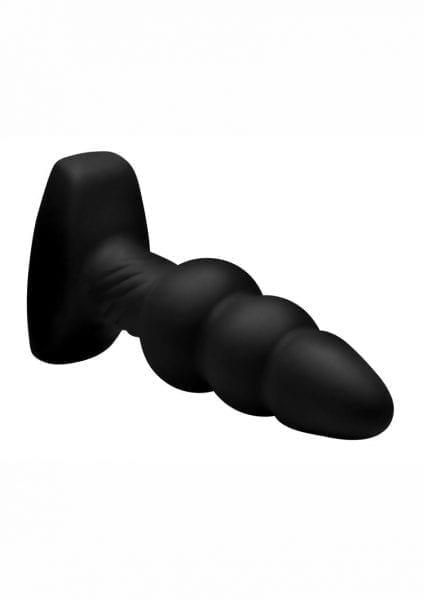 Rimmers Slim I Silicone Rippled Rimming Plug With Wireless Remote Control USB Rechargeable Waterproof Black 5.5 Inches