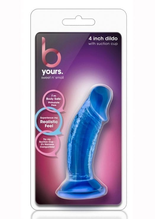 B Yours Sweet N Small Blue 4 inches Dildo W/Suction Cup Base