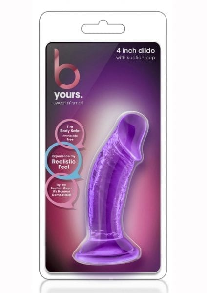 B Yours Sweet N Small Purple 4 Dildo Non Vibrating Suction Cup