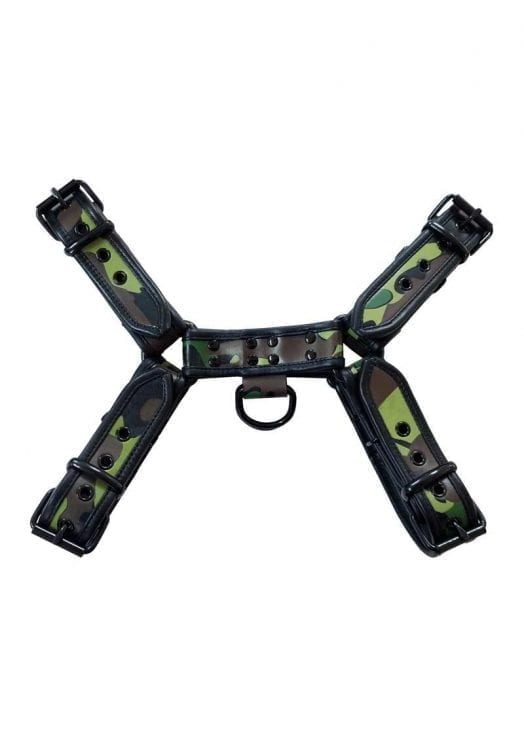 Rouge OTH-Front Harness Leather Camouflage With Black Piping And Black Buttons Medium