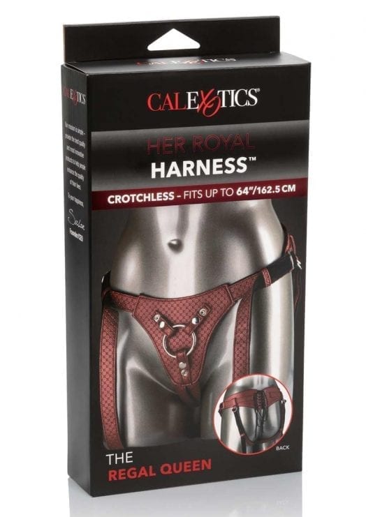 Her Royal Harness The Regal Queen Crotchless Vegan Leather Adjustable Harness Red Up To 64 Inches