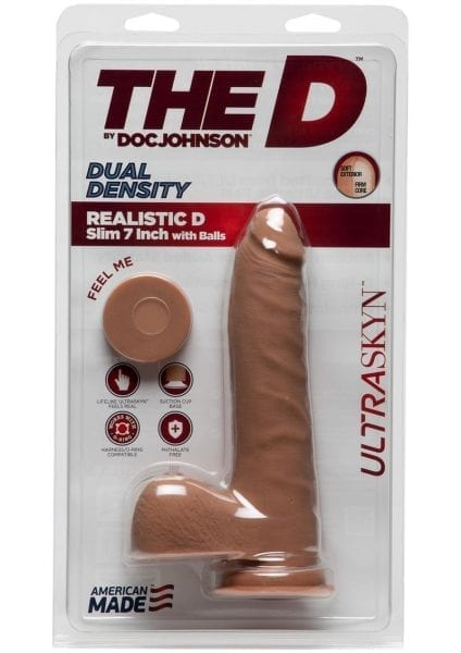 The D Real D Slim W/balls Ultrask 7 Dildo Non Vibrating Suction Cup