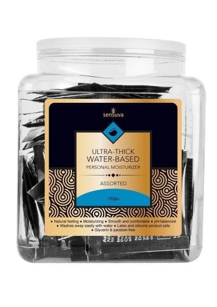 Ultra Thick Water Based Personal Moisturizer Assorted Flavors 100 Foils Per Tub