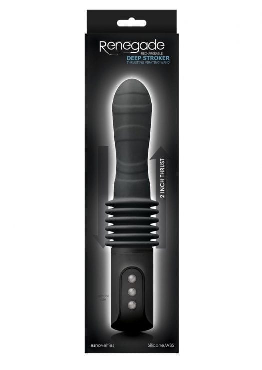 Renegade Deep Stroker Black Vibrator Multi Function Silicone  Rechargeable