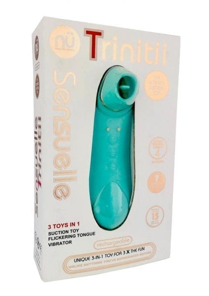 Sensuelle Trinitii Suction Tongue Vibrator Rechargeable Multi Speed Electric Blue