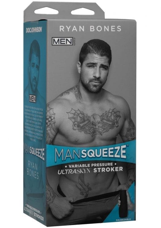 Man Squeeze Ryan Bones Ultraskyn Stroker Variable Pressure Anal Masturbator Textured Flesh