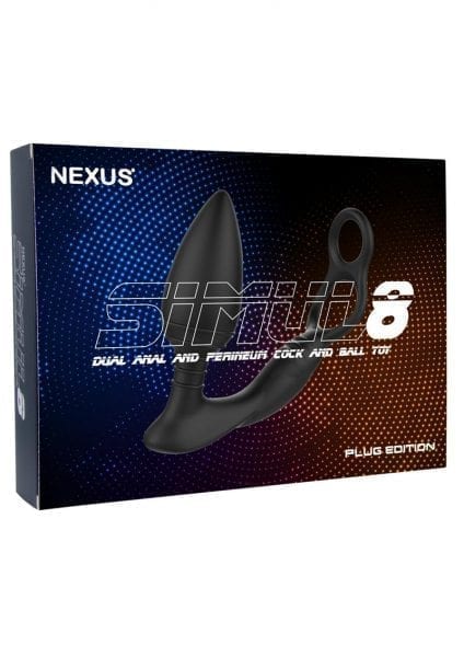 Simul8 Dual Anal and Perineum Cock and Ball Toy Silicone Rechargeable Waterproof Multi Vibrations Black