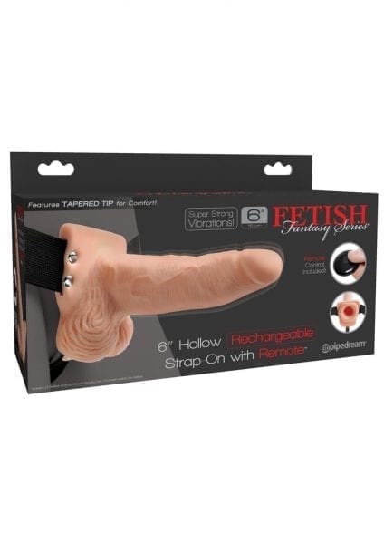 Fetish Fantasy Hollow Rechargeable Strap-On With Remote Control Flesh 6 Inches
