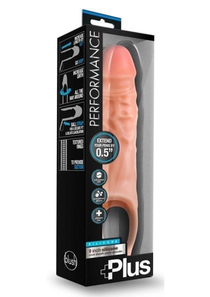 Perform Plus Cock Sheath Penis  Extender 9 inch Silicone Flesh