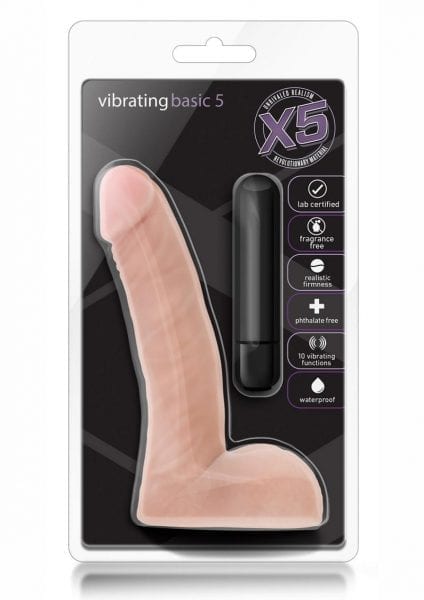 X5 Vibrating Basic 5 Beige Dildo Multi Function Waterproof